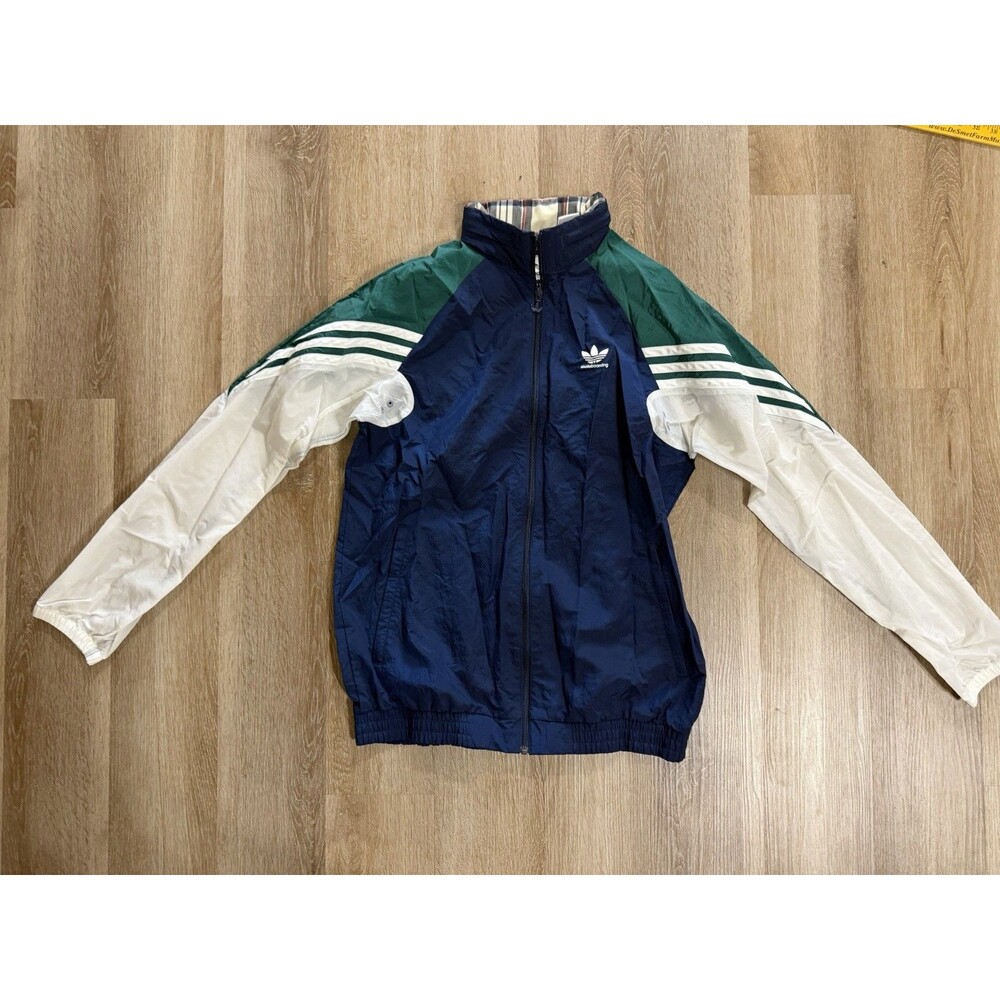Adidas Skateboarding SAMPLE Windbreaker Jacket M Navy Green White Plaid Y2K